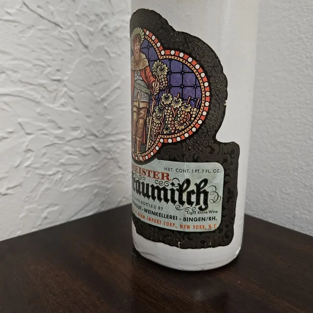 Vtg 1966 Beameister Liebfraumilch Stoneware Wine Bottle Decorative Decanter